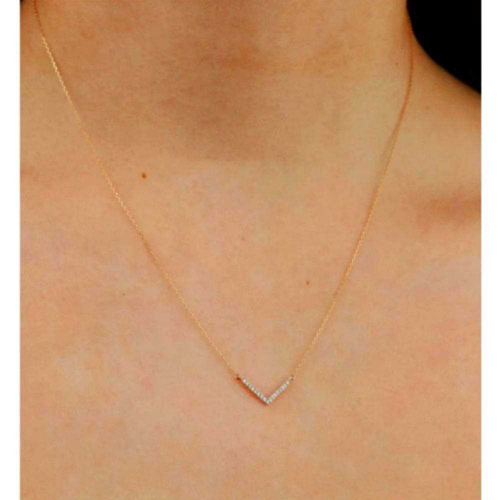 Tiny Pavé V Chevron Necklace